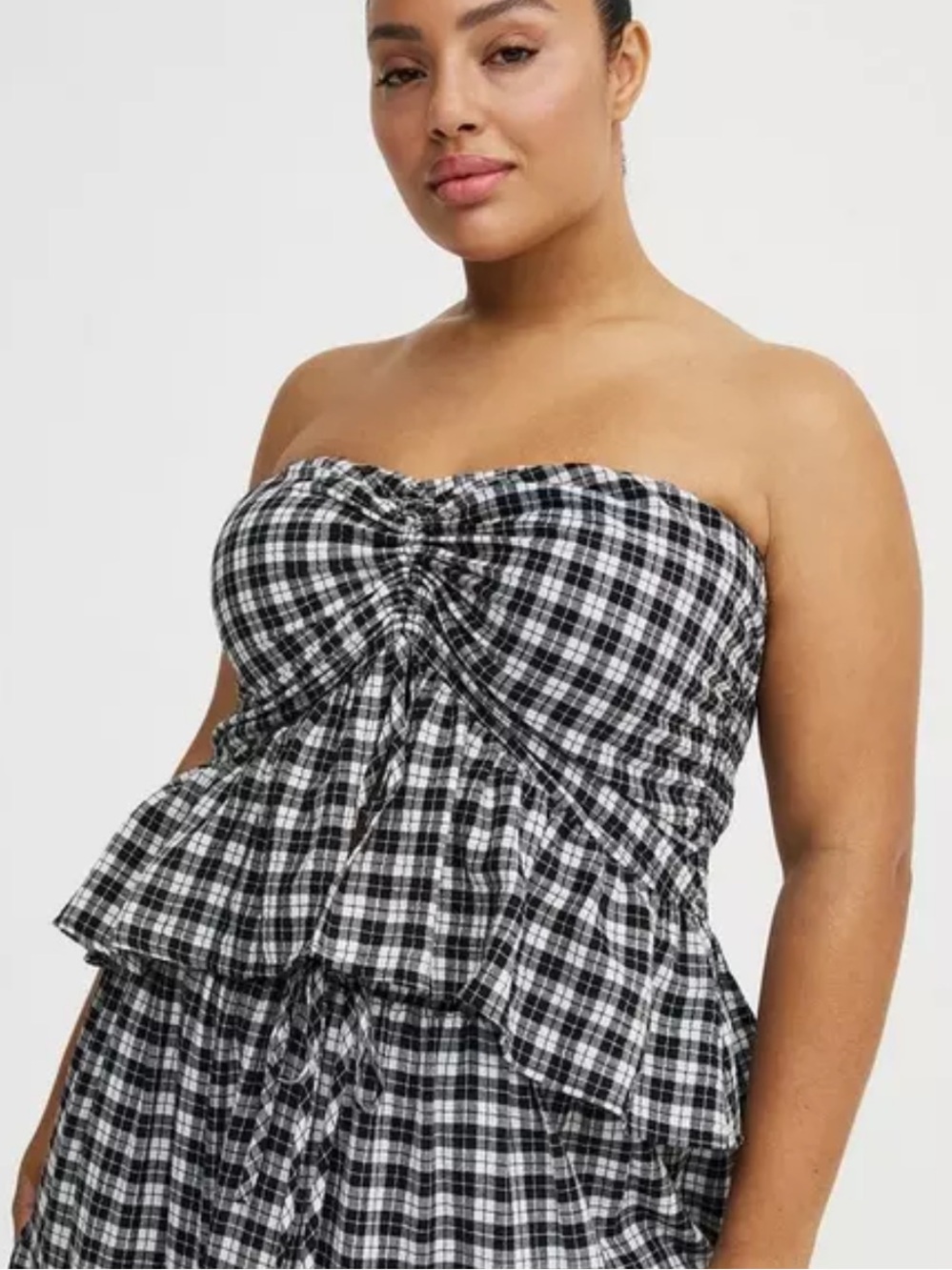 torrid Black & White Cinched Strapless Peplum Top NWT 2X